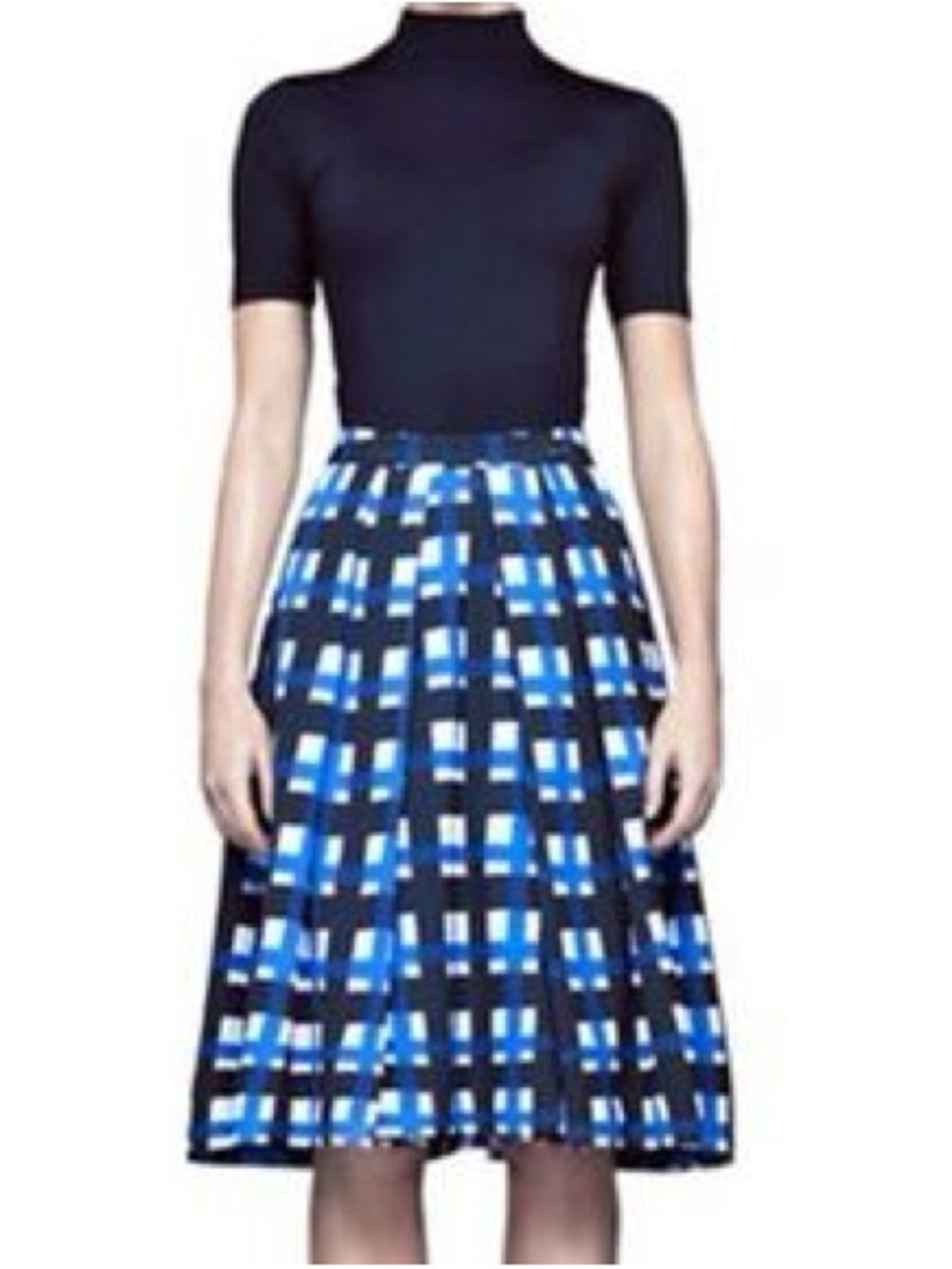 Pink Tartan Size 10 A-Line Full Circle Skirt - Black/Blue Patterned